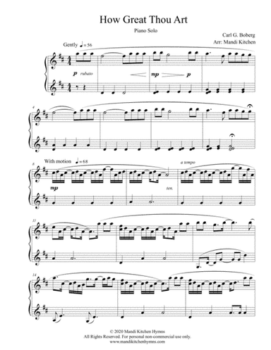 How Great Thou Art Piano Solo (arr. Mandi Kitchen)