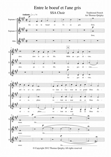 Entre le boeuf et l'âne gris (arr. Thomas Quigley)