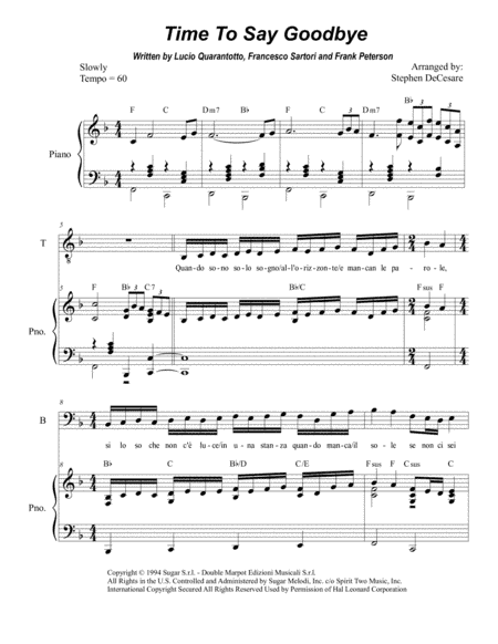 Time To Say Goodbye (arr. Stephen DeCesare)