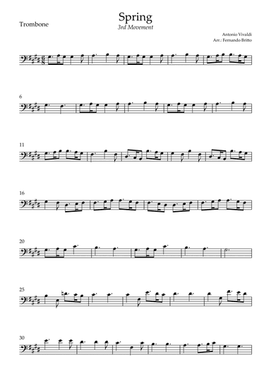 Spring - 3rd Movement (Antonio Vivaldi) for Trombone Solo (arr. Fernando Britto)