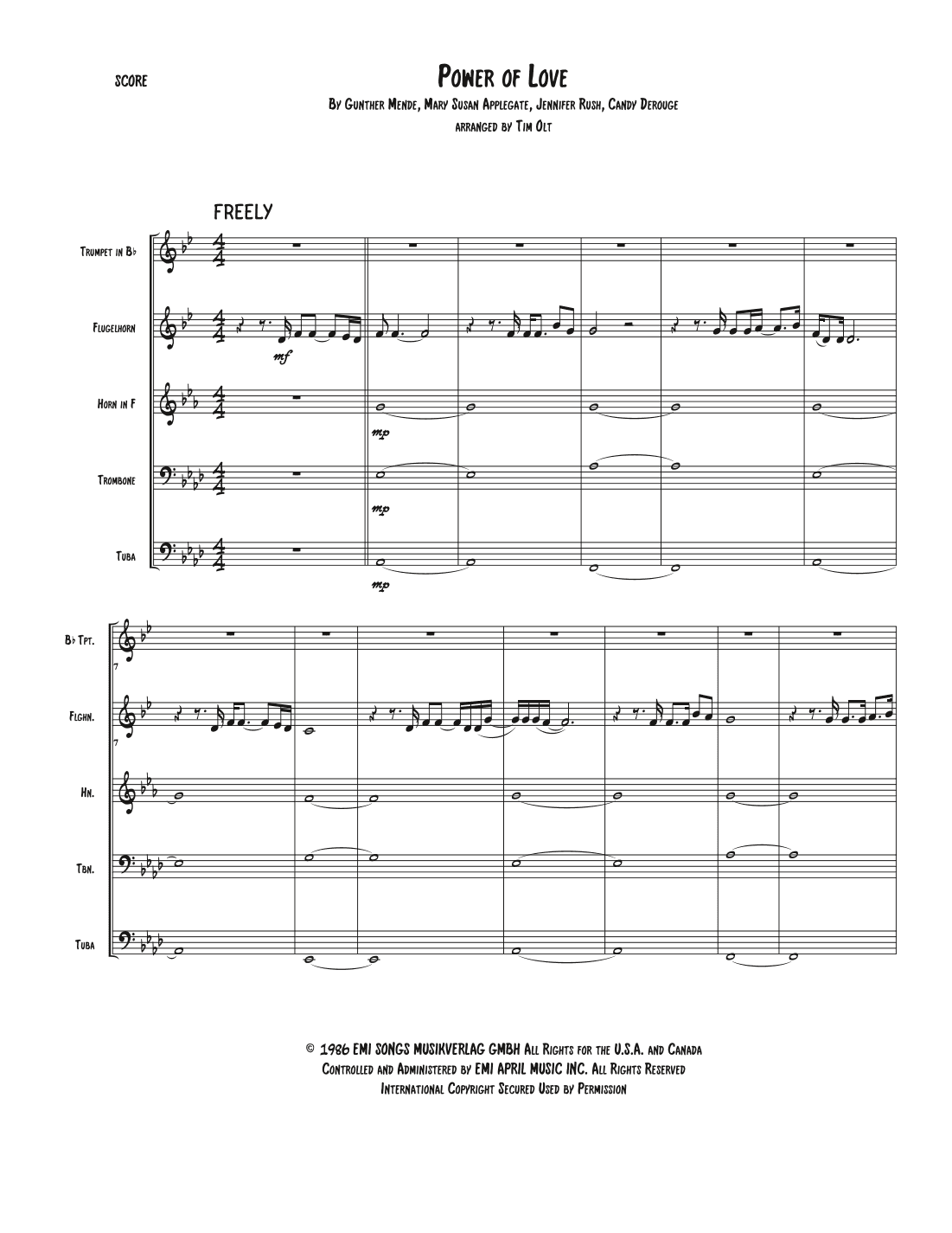 The Power Of Love (arr. Tim Olt)