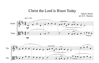 Christ the Lord is Risen Today (Violin and Viola Duet) (arr. B. C. Dockery)