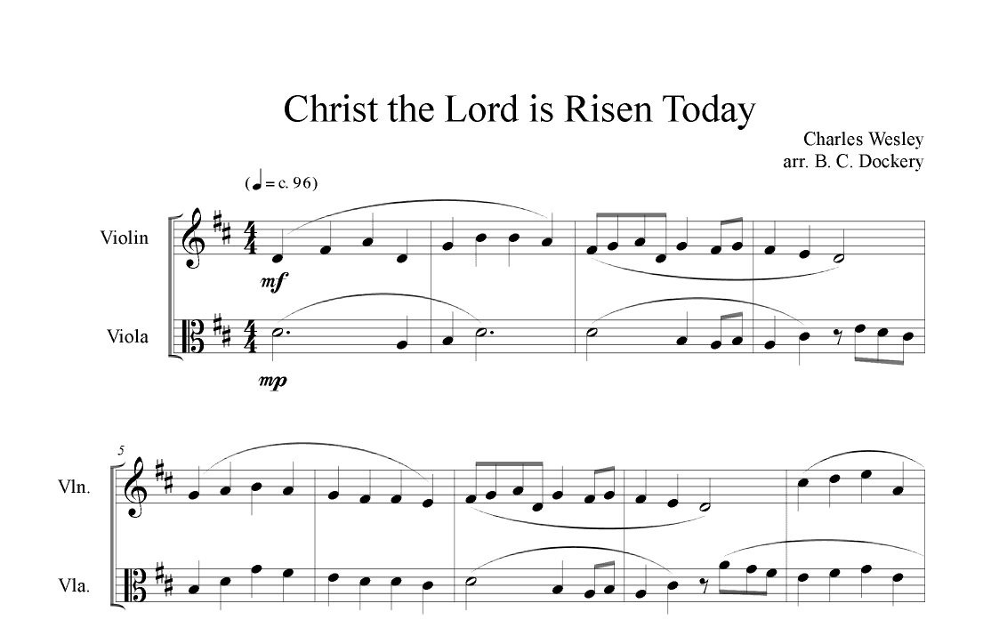 Christ the Lord is Risen Today (Violin and Viola Duet) (arr. B. C. Dockery)