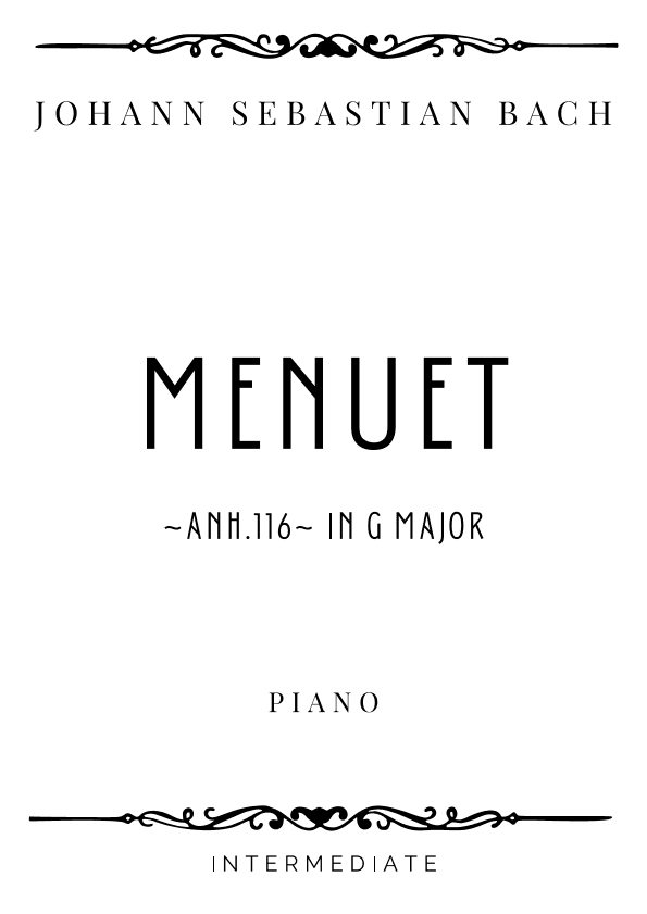 J.S. Bach - Menuet in G Major (BWV 116) - Intermediate (arr. Piacere Music Sheets)