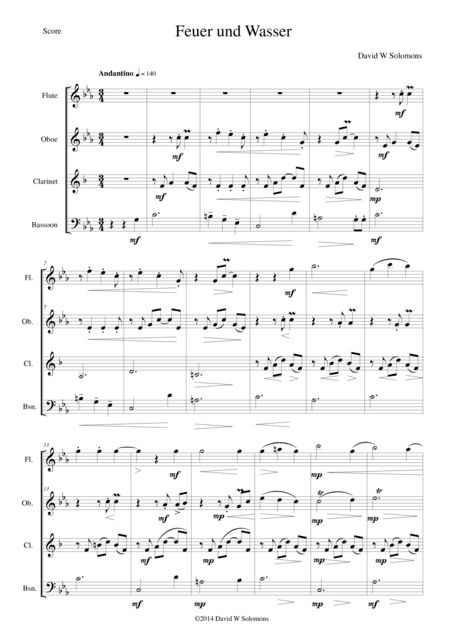 Feuer und Wasser (Fire and Water) for wind quartet