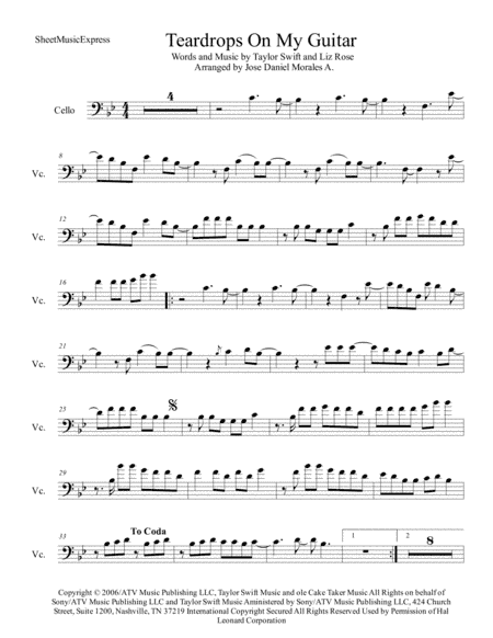Teardrops On My Guitar (arr. Jose Daniel Morales A.)