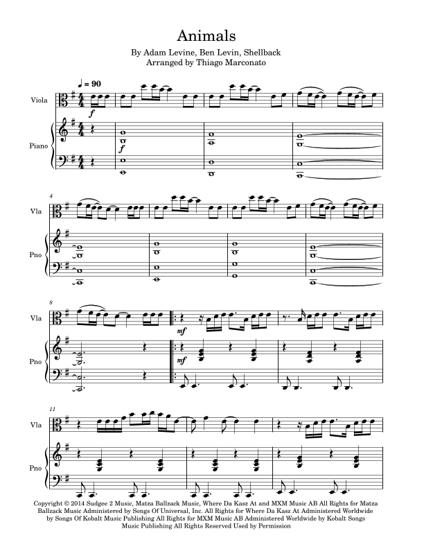 Animals (arr. Thiago Marconato)