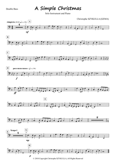 A SIMPLE CHRISTMAS FOR SOLO INSTRUMENT AND PIANO (Double Bass and Piano)