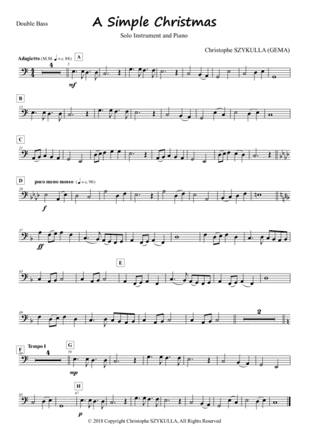 A SIMPLE CHRISTMAS FOR SOLO INSTRUMENT AND PIANO (Double Bass and Piano)