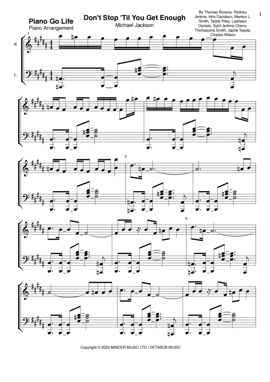 Don't Stop Til You Get Enough (arr. Piano Go Life)