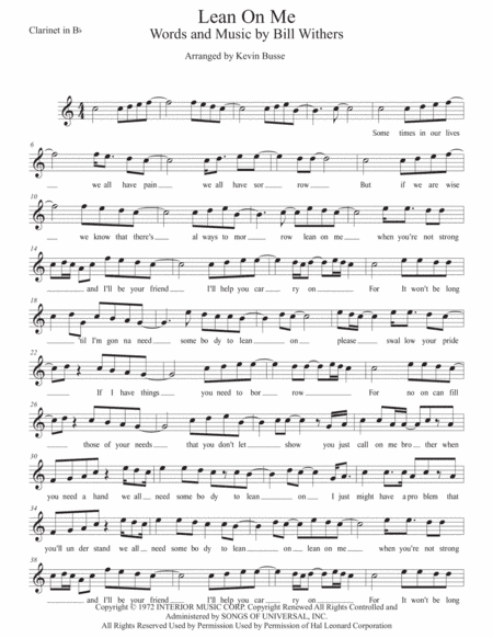 Lean On Me (arr. Kevin Busse)