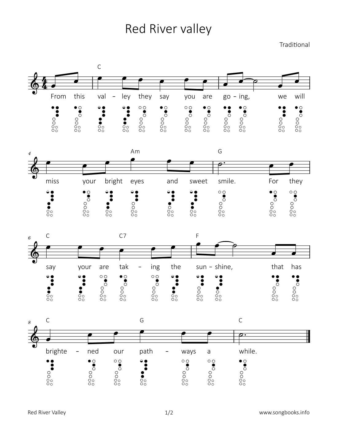Red River valley (arr. songbooks.info)