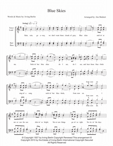 Blue Skies (arr. Jim Shubert)