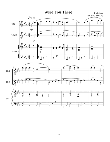 Were You There (flute duet) with optional piano accompaniment (arr. B. C. Dockery)