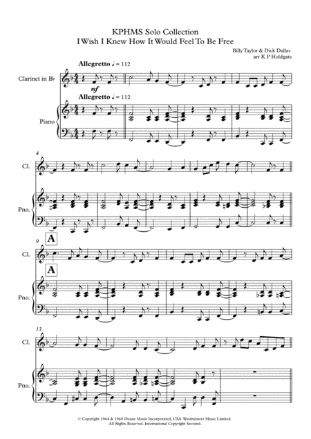 I Wish I Knew How It Would Feel To Be Free (arr. Kevin P Holdgate)