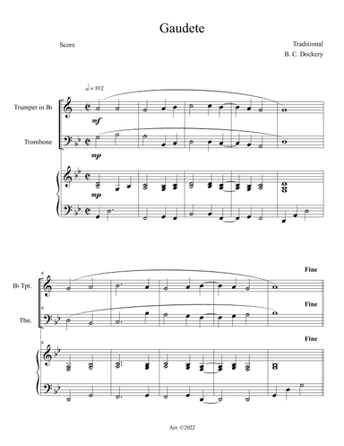 Gaudete (Trumpet and Trombone Duet with Piano Accompaniment) (arr. B. C. Dockery)