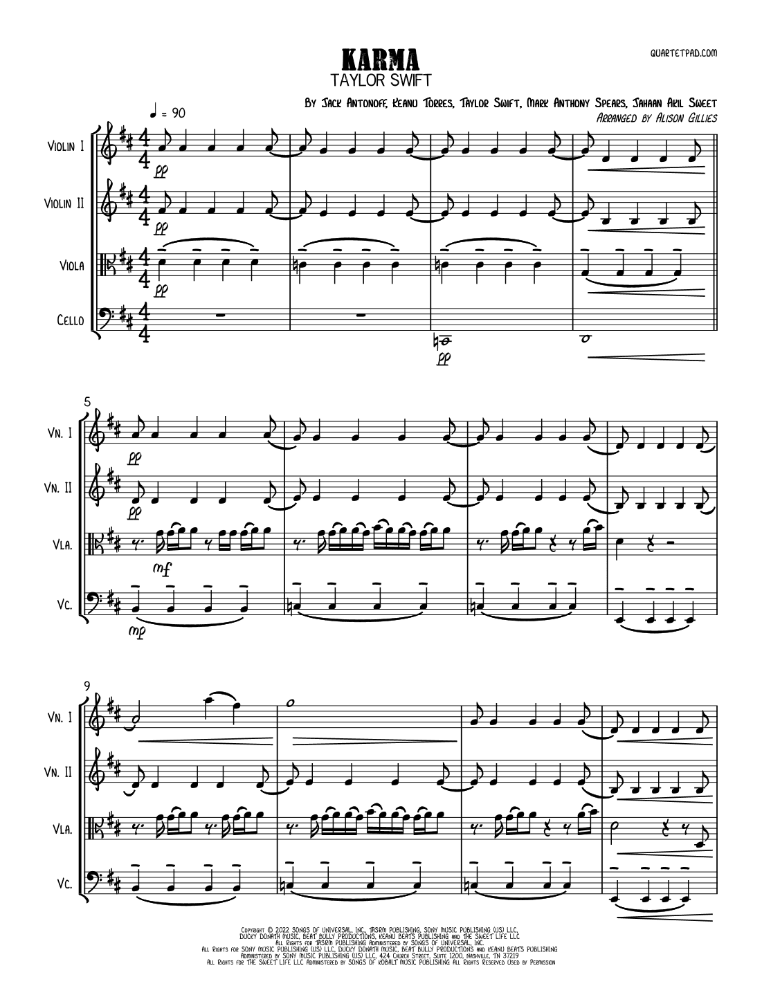 Karma (arr. Alison Gillies)