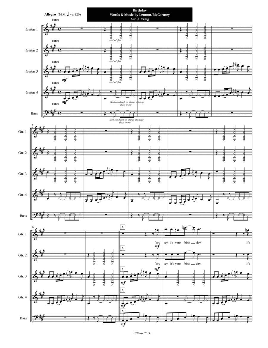 Birthday (arr. Justin Craig)