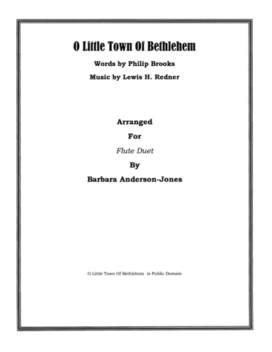 O Little Town of Bethlehem (Flute Duet) (arr. Barbara Anderson-Jones)
