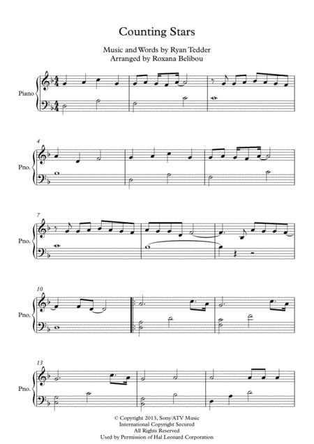 Counting Stars (arr. Roxana Belibou)