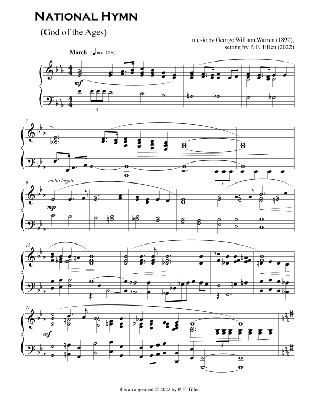 National Hymn (God of the Ages) (arr. P. F. Tillen)