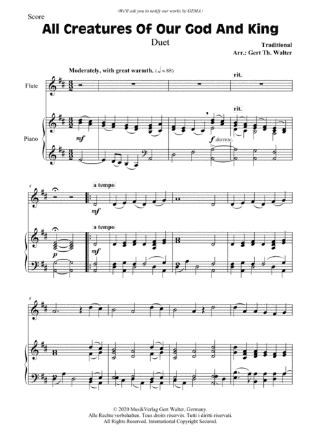 All Creatures Of Our God And King (arr. Gert Th. Walter)