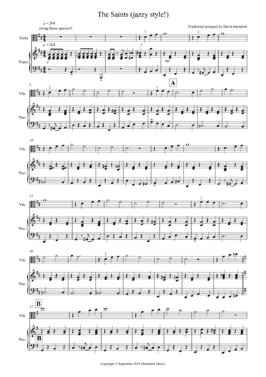The Saints (Jazzy Style!) for Viola and Piano (arr. David Burndrett)