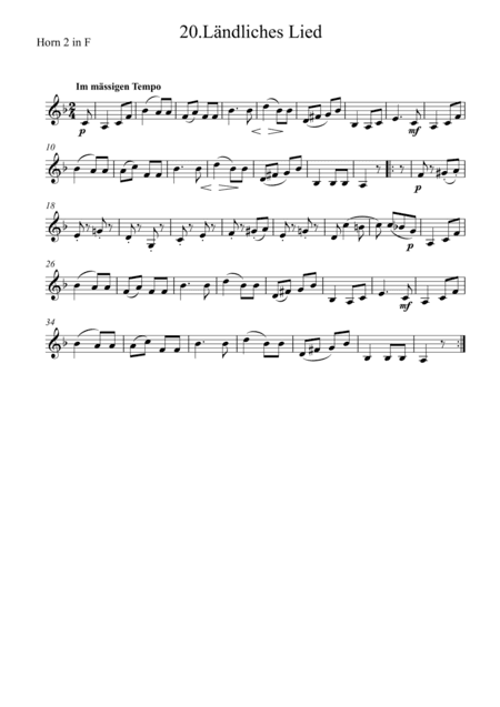 Schumann: Album für die Jugend Op.68 No. 20.Ländliches Lied (Rustic Song) - horn duet (arr. Ray Thompson)