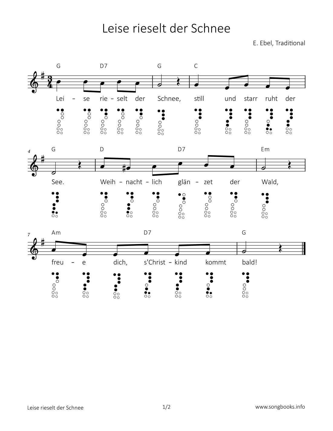 Leise rieselt der Schnee (arr. songbooks.info)