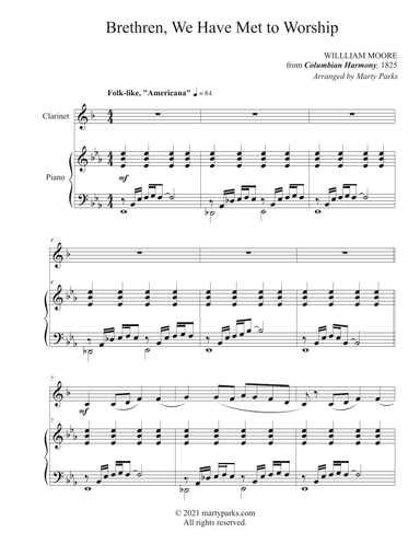 Brethren, We Have Met to Worship (Clarinet-Piano) (arr. Marty Parks)