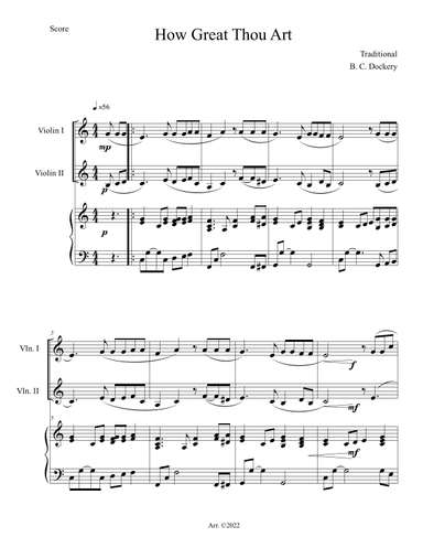 How Great Thou Art (Violin Duet with Piano Accompaniment) (arr. B. C. Dockery)
