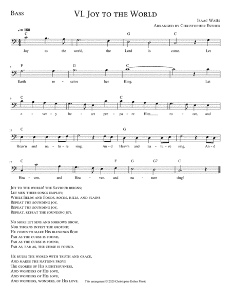 Joy to the World for Bass Voice (arr. Christopher Esther)