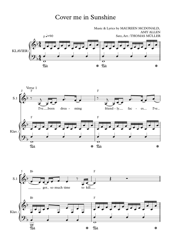 Cover Me In Sunshine (arr. Thomas Müller)