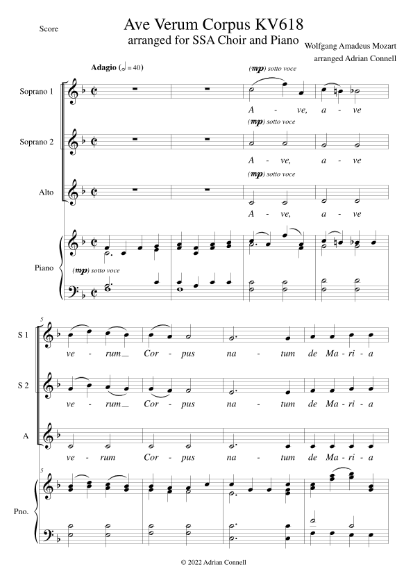 Ave Verum Corpus (arr. Adrian Connell)