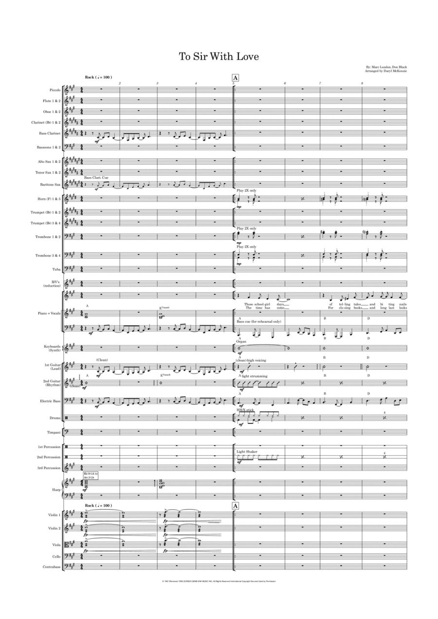 To Sir, With Love (arr. Daryl McKenzie)
