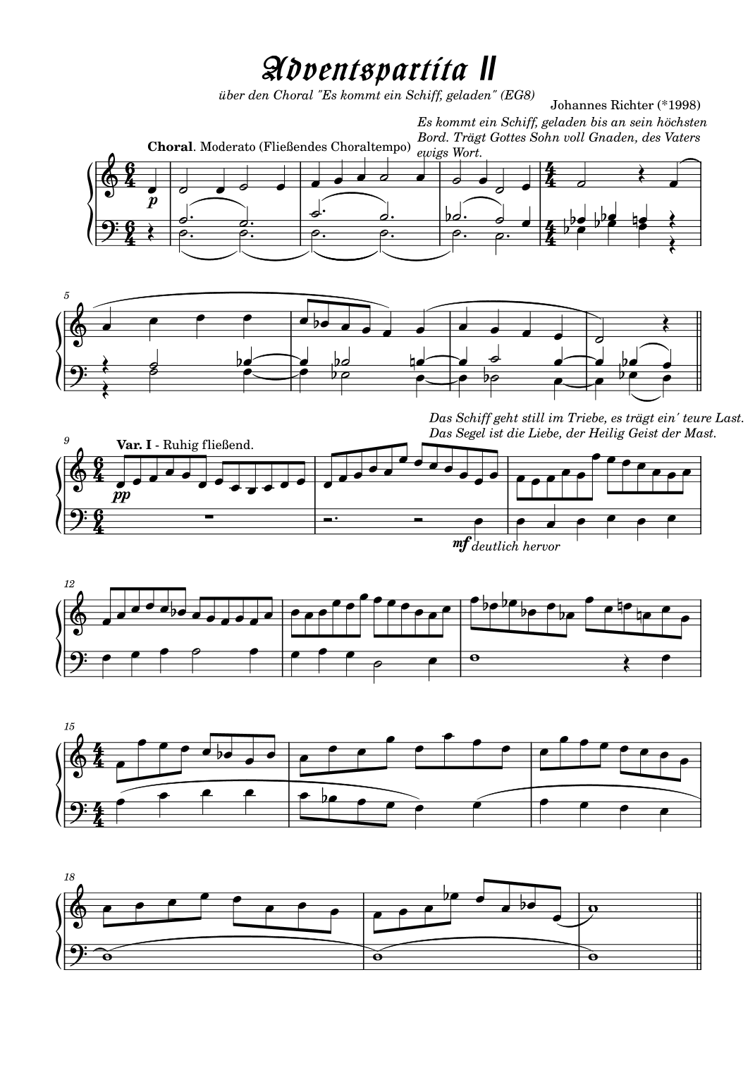 Partita / Variationen "Es kommt ein Schiff, geladen" Op.4/2