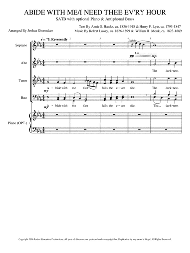 Abide With Me/I Need Thee Ev'ry Hour (arr. Joshua Shoemaker)