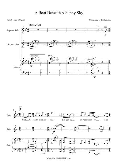 A Boat Beneath A Sunny Sky (for voice, saxophone and piano)