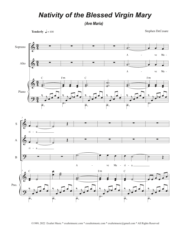 Nativity of the Blessed Virgin Mary (Ave Maria) (SAB)