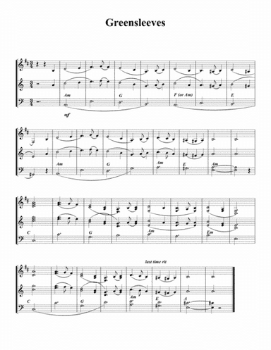 Greensleeves for B-flat instruments and C instruments (arr. Be'eri Moalem)