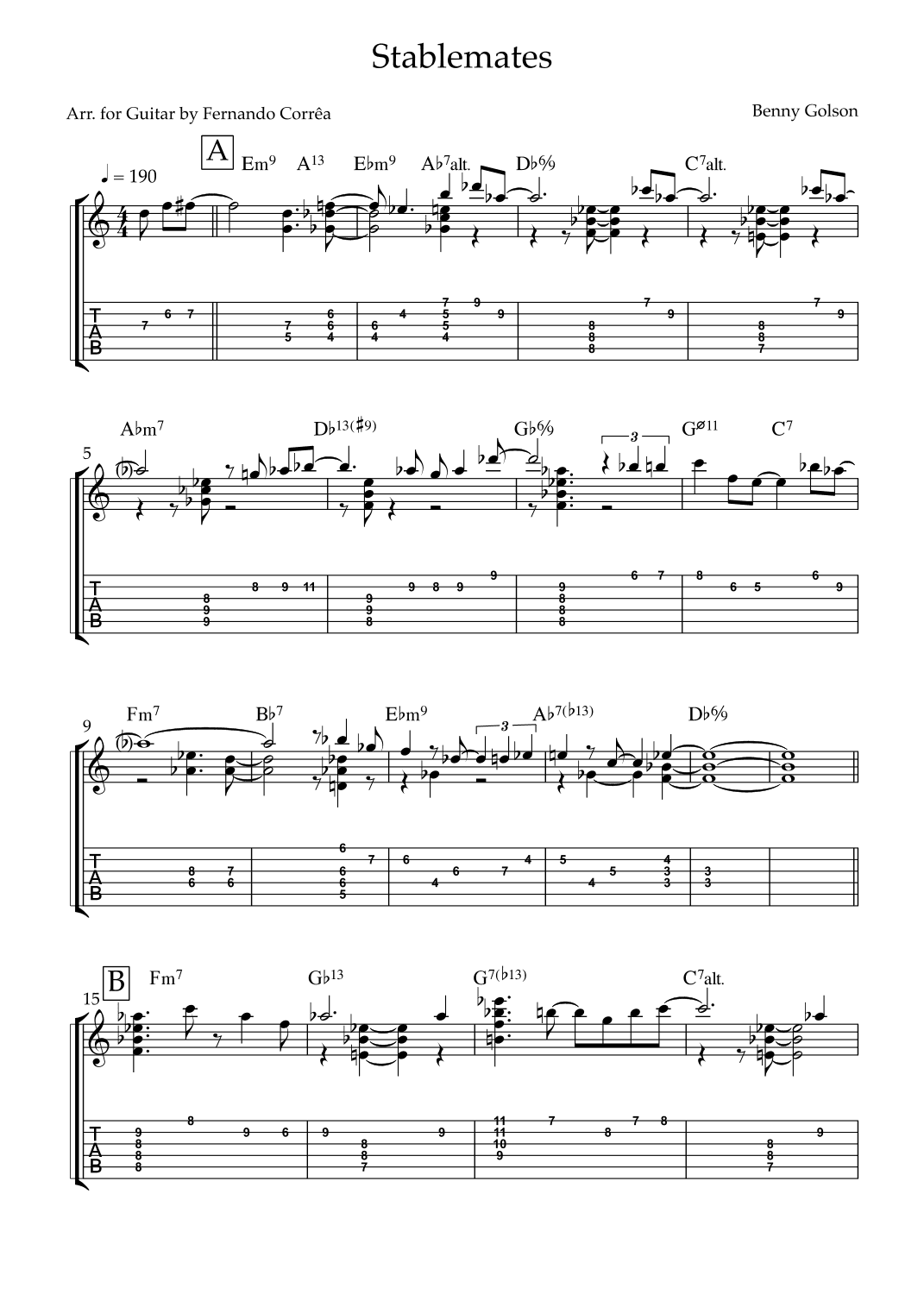 Stablemates (arr. Fernando Antonio de Alvarenga Corrêa)