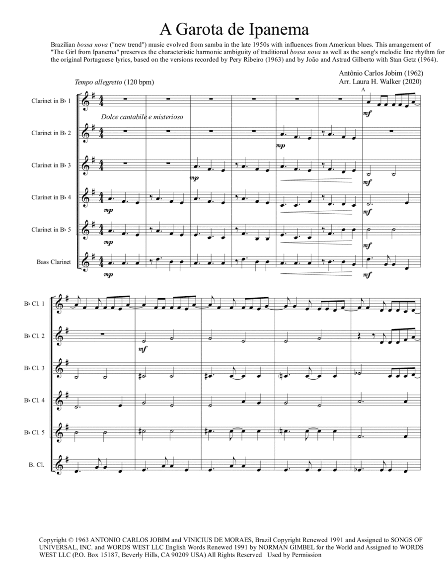 The Girl From Ipanema (garôta De Ipanema) (arr. Laura Haley Walker)