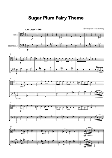 Tchaikovsky - Sugar Plum Fairy Theme (for Viola and Trombone) (arr. Cadenza Editions)