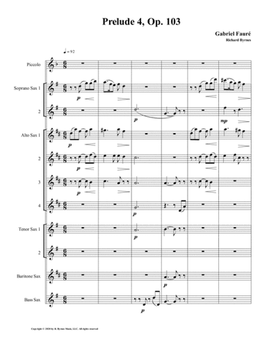 Prelude 04 in F Major, Op. 103 by Gabriel Fauré (Saxophone Choir + Piccolo) (arr. Richard Byrnes)