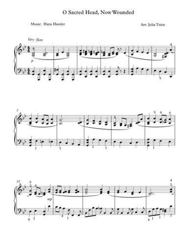 O Sacred Head, Now Wounded, piano solo (arr. julia tsien)