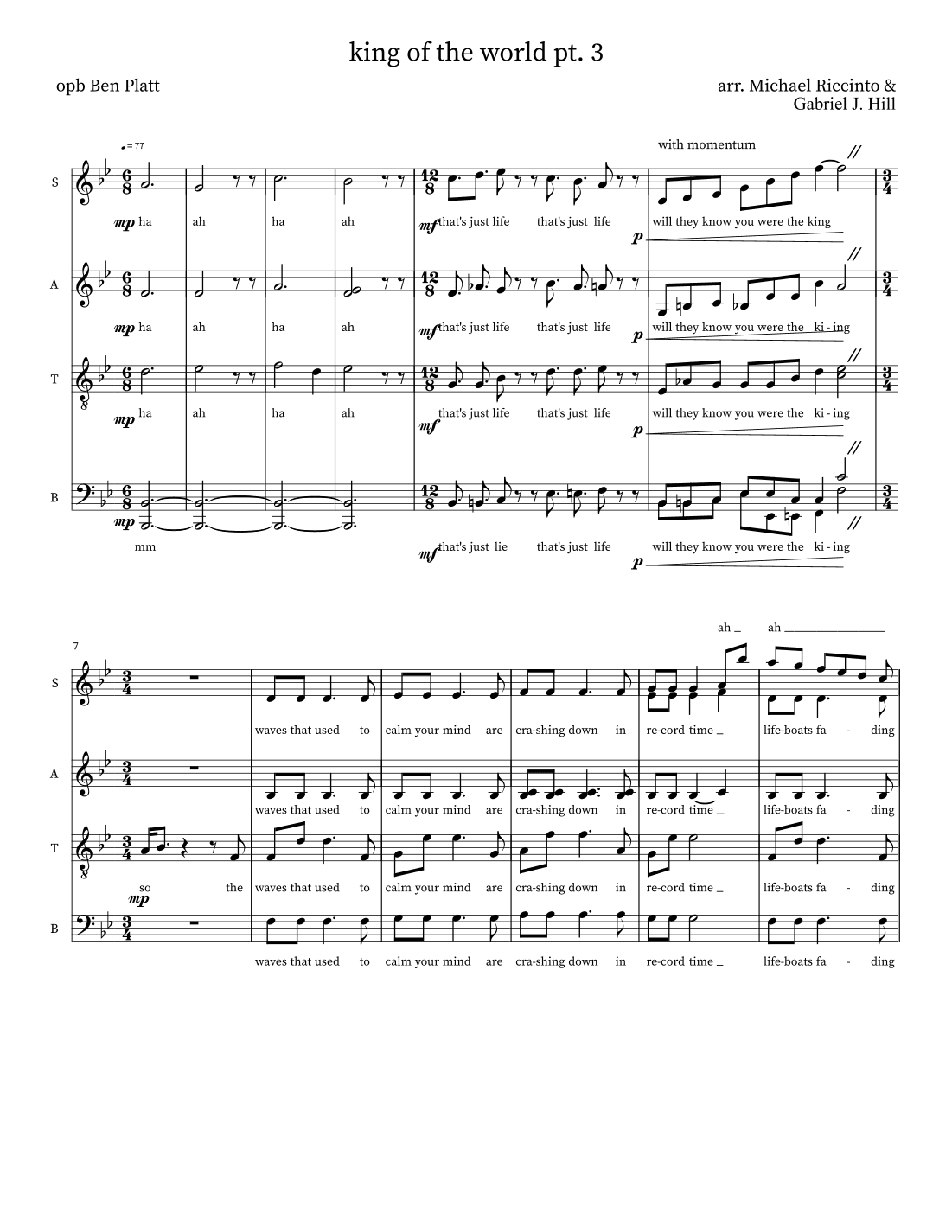 King Of The World Pt. 3 (arr. Gabriel J. Hill)