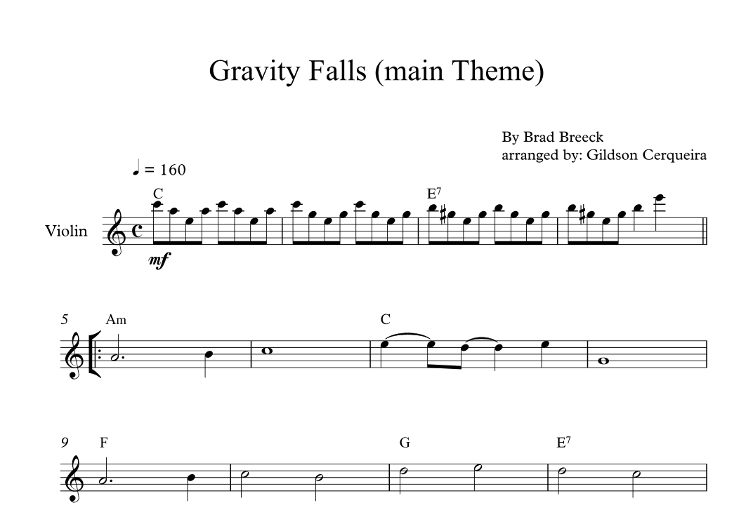 Gravity Falls (main Theme) (arr. Gildson Cerqueira)