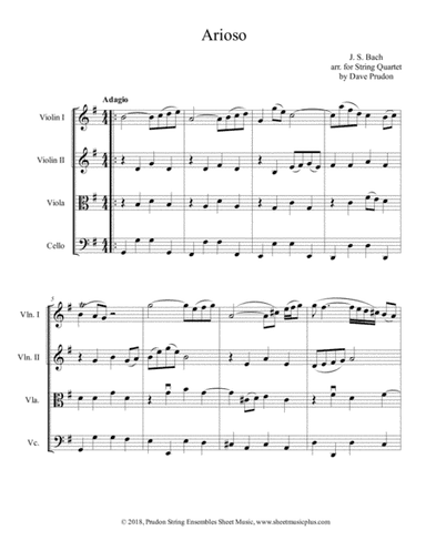 Bach Arioso for String Quartet (arr. Dave Prudon)
