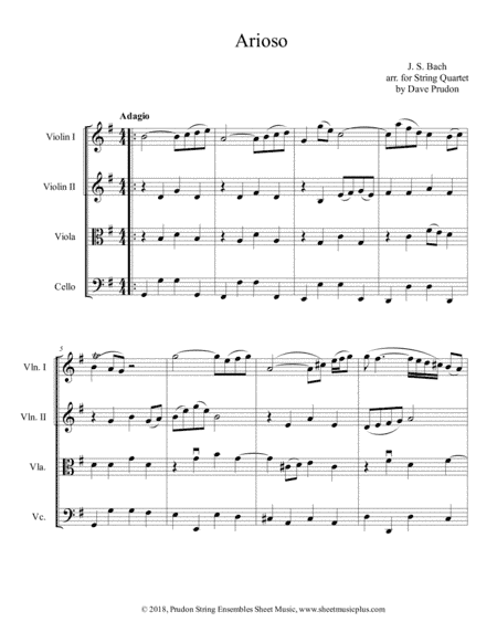 Bach Arioso for String Quartet (arr. Dave Prudon)