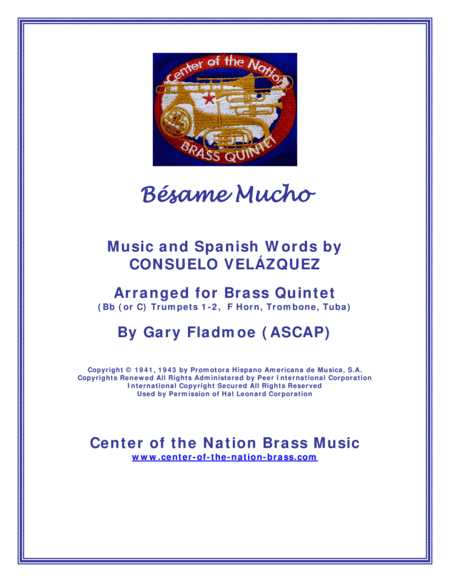 Besame Mucho (Kiss Me Much) (arr. Gary Fladmoe (ASCAP))